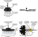 Car Detailing Kit | Set – Soft Bristle Power Scrubber Attachments for Cleaning Car Interior, Upholstery, Carpet, Seats, Wheels, Rims, Dash, Console, and Trim - Nylon Scrub Brush