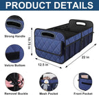 Car Trunk Organizer for SUV, Car Organizers and Storage with Reinforced Handles, Car Accessories for Women/Men 50L Waterproof Polyester Trunk Organizer(Medium, Dark Blue)