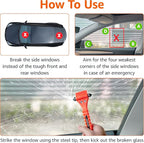 Emergency Escape Tool, Window Breaker and Seatbelt Cutter, Car Safety Hammer with Protective Bracket, Bright Orange, 2 Pack, SW-835