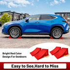 2 Pair Wheel Chocks for Travel Trailers, Non Slip Heavy Duty Red Wheel Chock with Rope, Lightweight Wheel Stoppers for Cars Campers Trucks RVs, Easy to Carry & Suitable for Most Tyre Sizes