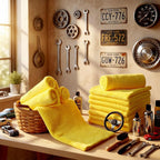 30 Pcs Edgeless Microfiber Plush Towels for Cars Detailing Drying Wash Polishing Absorbent Cleaning Cloths, 500 GSM (16 x 16 Inch,Yellow)