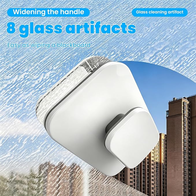 Magnetic Window Cleaner - Windshield Cleaner Tool, Double-Sided Magnetic Glass Cleaner with Anti-Falling Rope, 3-10mm Thickness for Car & Home High Rise Glass