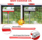 Window Squeegee with 18.5"-28.5" Retractable Handle, 2-in-1 Squeegee for Window Cleaning Tool for Cars, Trucks, Glass Doors, Shower, Outdoor Windows – Window Cleaner (Red)