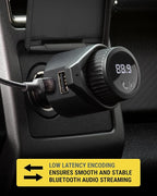 BTFM9 FM Bluetooth Transmitter Car, Dual 12W USB-C and USB-A Charging Ports, Fast Type C Car Charger, Wireless Radio Bluetooth Adapter, Hands-Free Kit for Calls, Siri and Google Assistant