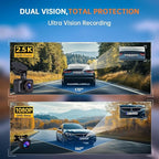 Dash Cam Front and Rear, 2.5K Dual Dash Camera for Cars, 2560P Mini Car Camera, 2 inch IPS Screen, WDR Night Vision, 24 Hours Parking Monitor, G-Sensor, Support 256 GB Max