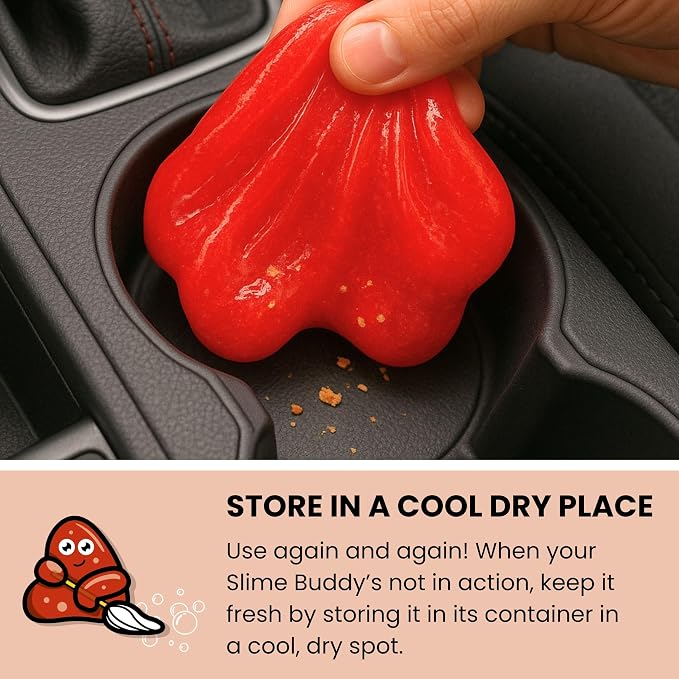 Car Cleaning Gel Putty - 3 Pack Strawberry Scent Interior Detailing Tool for Cup Holder, Air Vent & Keyboard - Reusable Auto Detailing Accessory - Dust Remover Goop - Gift for Men Women