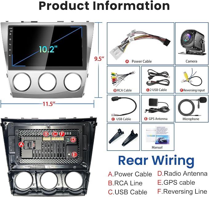 (8Core + 64GB) 10.1 Inch QLED Touch Screen Car Radio for Toyota Camry (2006-2011 with Manual A/C) with Carplay and Android Auto,Android 15 Camry Stereo Support Bluetooth,WiFi,GPS,FM Radio