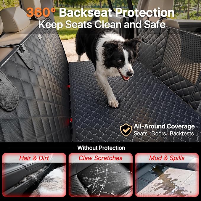 Doglike Dog Truck Seat Cover for Back Seat [2026 Military-Grade Protection], Hard Bottom Dog Hammock for Car, Waterproof Pet Bed Extender for Large Dogs, with Detachable Mat, XL for Crew Cab Truck/SUV