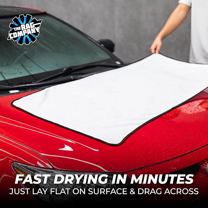 Dry Me A River, Professional Korean 70/30 Blend Microfiber Waffle-Weave Drying & Detailing Towels, Soft Suede Edges, 390 GSM, 26x59 Inches, White, 1-Pack