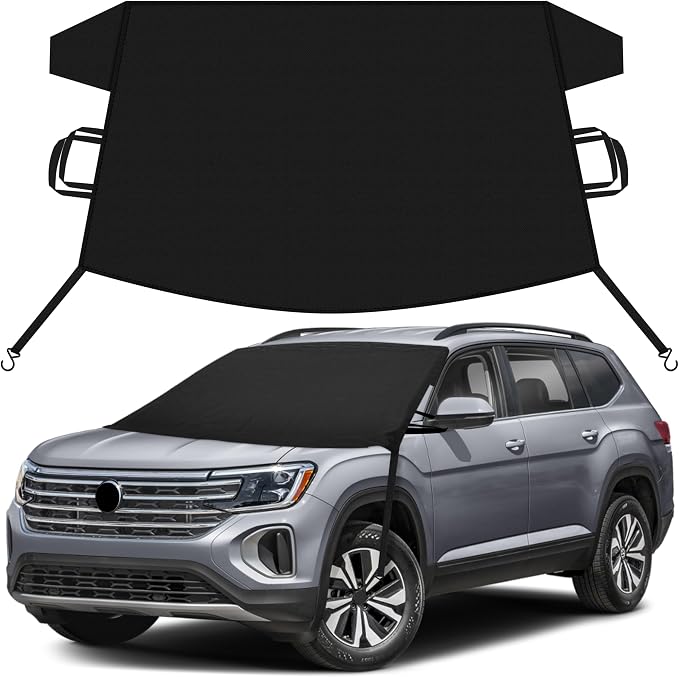 Car Snow Cover Compatible for Volkswagen Atlas | Windshield Cover for Ice and Snow with S-Hook Straps | Heavy-Duty 600D Oxford Winter Car Cover, Waterproof & Anti-Slip