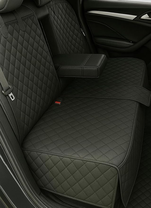 fidozen Waterproof Dog Car Seat Cover for Back Seat: Suitable for Small and Large Dogs, Hammock and Pet Protector, Backseat seat Cover (Black(Spilt Bench), Medium(54" W))