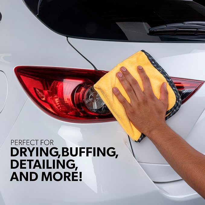 Professional Grade Premium Microfiber Towels for Cars, Gold, 16" x 16", Ultra-Soft and Scratch-Free Car Detailing Cloths for Trucks, Motorcycles, and More - 24 Pack