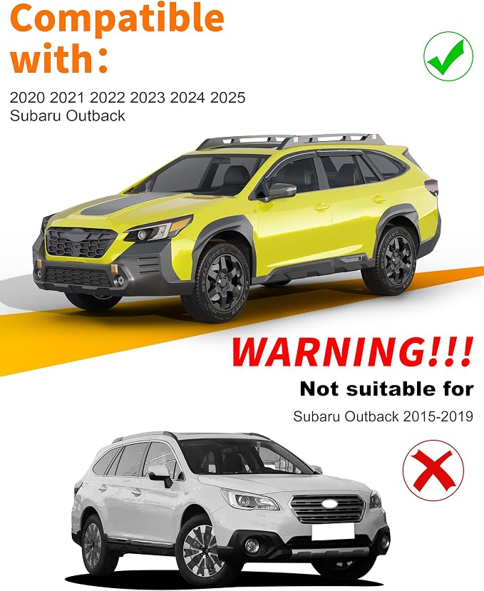 Low-Profile Window Rain Guard for Subaru Outback 2020 2021 2022 2023 2024 2025 Side Window Visors Extra-Thick Vent Visor Window Deflectors Vent Shades Car Accessories