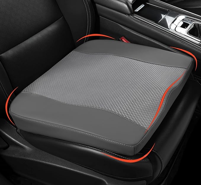 Car Seat Cushion, Comfort Memory Foam Car Cushions for Driving - Sciatica & Lower Back Pain Relief, Driver Seat Pillow for Auto, Office Chair, Wheelchair - Dark Grey