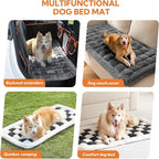 Dog Bed for Car Back Seat Soft Plush Backseat Pet Bed Mat Non-Slip Travel Pet Mat, Fuzzy Plaid Dog Seat Cover, Fit for Backseat Extenders and Trucks SUVs (Glossy-Dark Gray, 54" x 24.8")