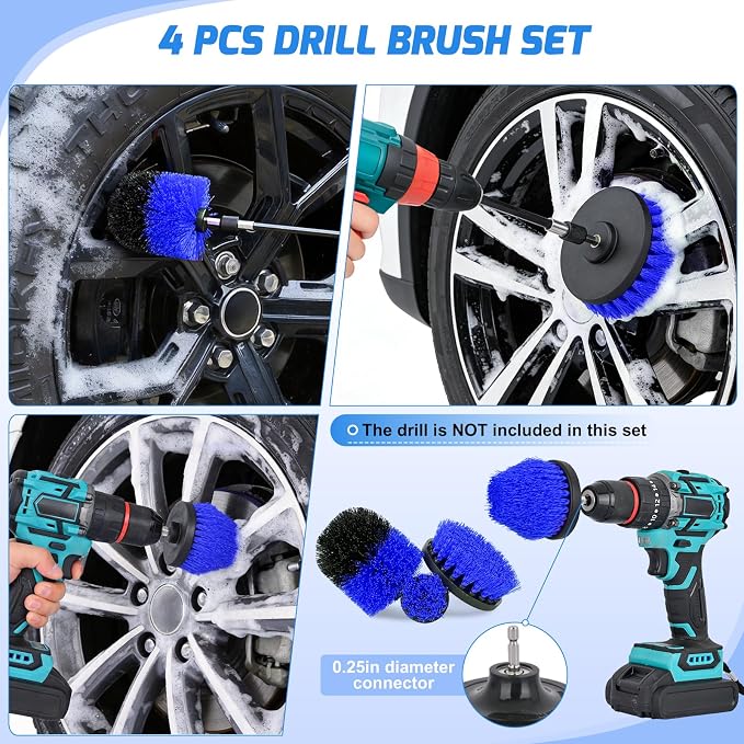 52PCS Car Detailing Kit Auto Cleaning Tools Wash Set with Storage Carry Bag Home Use for Interior Exterior Deep Clean Polish Car Care Windshield Dashboard Seat Air Vents Wheels Tires, Blue