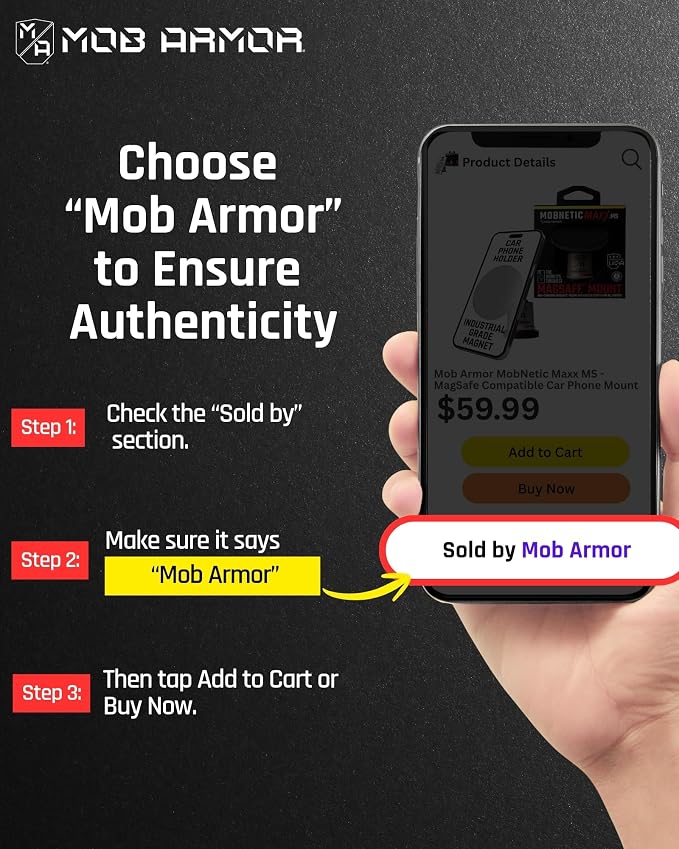 MobNetic Maxx MS - MagSafe Compatible Car Phone Mount w/ 90º Tilt, 360º Rotation & Durable Aluminum Build, Magnetic Holder for iPhone & Android Devices, USA Assembled - Purple Chrome