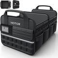Tactical Car Trunk Organizer - Foldable Trunk Organizer for SUV with Front MOLLE Pocket & Reflective Strips, Essential Car Accessories for Tools & Outdoor Storage, 12.8" x 21.7" x 11.0", Black