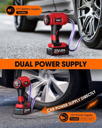 Cordless Tire Inflator Portable Air Compressor, 160PSI Car Tire Air Pump, 21V Rechargeable Battery Powered Air Compressor, Dual Power, Larger HD Digital Gauge w/4+N Smart Modes (Red)