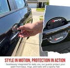 8PCS Car Door Handle Scratch Protector, 3D Carbon Fiber Pattern Anti Scratch Paint Protection Film, Sports Self-Adhesive Door Edge Sticker Universal for Car SUV Truck (Black)