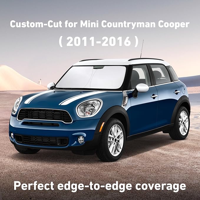 Windshield Sunshade Compatible for Mini Countryman Cooper 2011-2014 2015 2016, Sun Visor for Front Windshield & Window Sun Shade Cover, UV Heat Blocker & Protector, Car Accessories