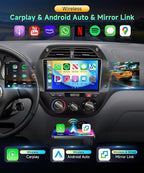 4G+128G Car Radio for Toyota RAV4 2001-2006 Stereo 9 inch in-Cell Screen Full Touchscreen Wireless CarPlay/Android Auto Android 15 Bluetooth DSP FM/RDS GPS WiFi SWC AHD Backup Camera