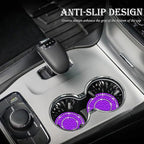 2PCS Bling Crystal Rhinestone Cup Holder Coaster, 2.75 inch Soft Silicone Anti-Slip Shockproof, Car Cup Holder Insert Coasters, Universal Car Interior Accessories for Women (Purple & White)
