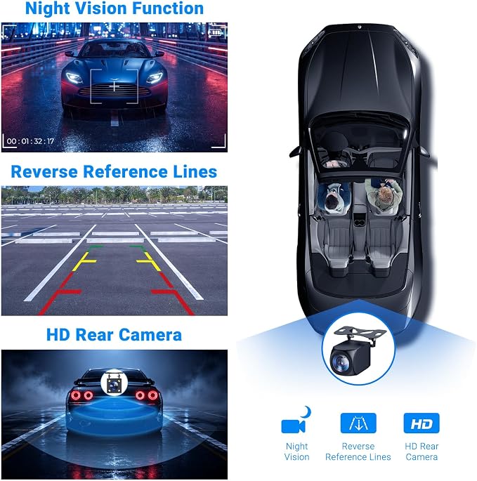 9" Wireless Apple Carplay Screen for Car & Android Auto with Backup Camera | Portable Touchscreen with OTA Update, GPS Navigation/Mirror Link/Voice Control/5.0 Bluetooth