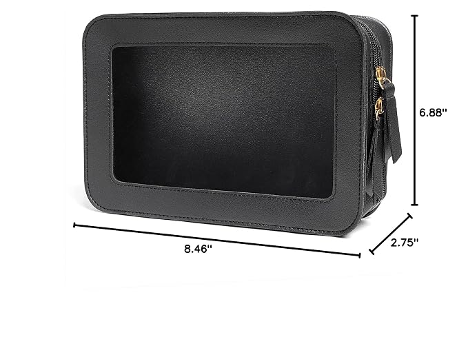 Clear Makeup Bags, TSA Approved Toiletry Bag with Zipper, Clear Makeup Organizer Fit Carry-on Travel Essentials,Car Essentials for Women Men (C-Black)