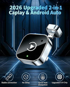 Wireless CarPlay Adapter, 2026 Upgraded Convert Wired to Wireless, 2-in-1 CarPlay & Android Auto, Plug & Play, Auto-Connect & No Latency, USB/USB-C for Cars with Built-in CarPlay iOS 10+/Android 11+