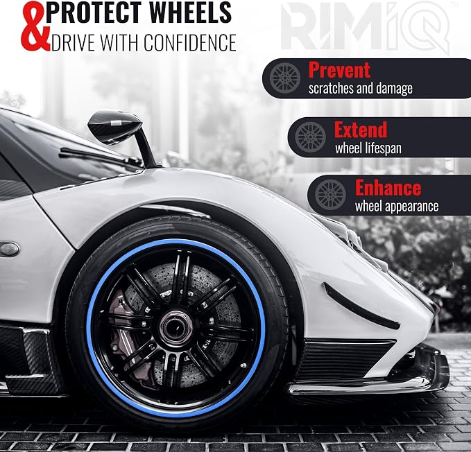 PROTECTiQ PRO Universal Rim Protection Trim - Ultimate Curb Rash Guard with Award-Winning Patented Design and Premium 3M Tape - Fits Up to 4X 24 Wheels, Cars, Trucks, SUVs