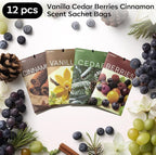 20 Packs Cedar Cinnamon Vanilla Berries Potpourri Bag Scent Sachet for Closet Drawer Room Car Home Air Freshener Shoe Odor Elimination