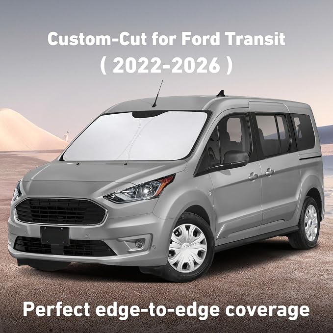 Windshield Sunshade Compatible for Ford ETransit 2022-2024 2025 2026, Sun Visor for Front Windshield & Window Sun Shade Cover, UV Heat Blocker & Protector, Car Accessories