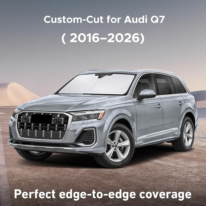 Windshield Sunshade Compatible for Audi Q7 2016-2024 2025 2026, Sun Visor for Front Windshield & Window Sun Shade Cover, UV Heat Blocker & Protector, Car Accessories