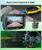 Double Din Car Stereo Wireless Carplay Android Auto for VW Passat Golf MK5 MK6 Jetta T5 EOS Seat Sharan, 7'' Car Radio IPS Screen GPS Bluetooth FM/AM/RDS EQ SWC Backup Camera Dual USB Ports
