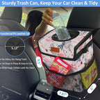 Car Trash Can Bin for Back Seat Leak Proof, Cute Car Trash Bag Hanging, Vehicle Trash Can for SUV Truck Van, Automotive Garbage Cans Front Seat Flamingos, 2 Gallons