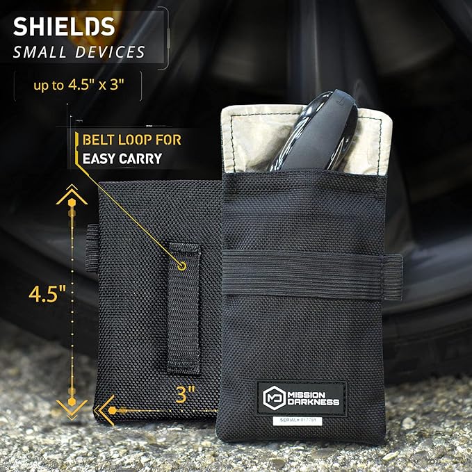 Faraday Bag for Keyfobs (2-Pack) / RF Shielding Protective Case for Smart Always On Keys Fobs Transmitters Small Electronics Vehicle Security Anti-Hacking Block Signal Relay