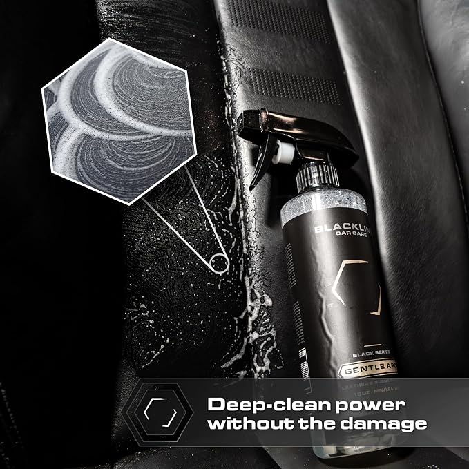 Blackline Car Leather Cleaner and Conditioner Care Kit with Microfiber Towel and Applicator Pad, Gentle APC and Leather Rehydrate, 2 16 Fl Oz Bottles for Leather Car Interiors