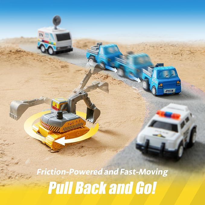 18 Pcs Pull Back City Cars and Trucks Toy Vehicles Set, Friction Powered Mini Cars Toys for Toddlers, Party Favors for Kids 3-5, Birthday Gifts for Boys and Girls, Goodie Bag Stuffers