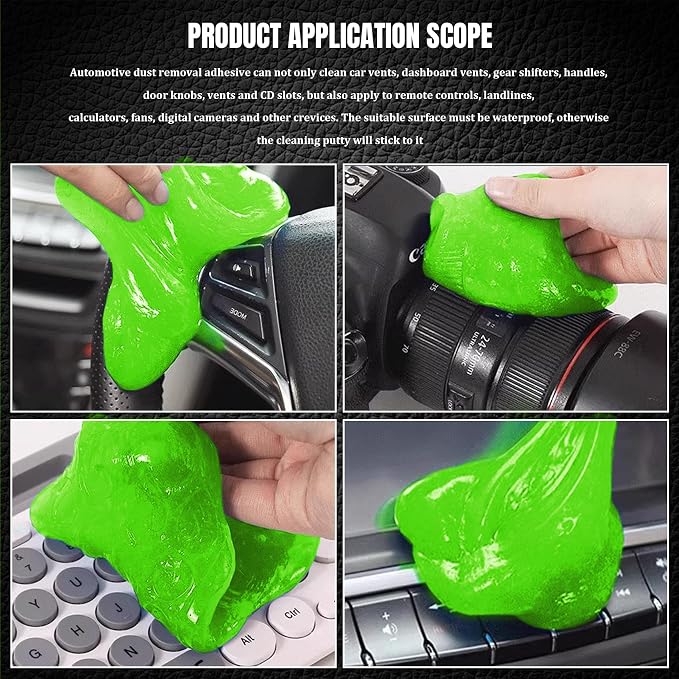 Car Cleaning Gel Clean Putty, Reusable Car Interior Cleaner Slime, Auto Detail Cleaning Soft Rubber Supplies, Universal Multi-Functional Cleaning Tool Accessories for Men Women (Green)