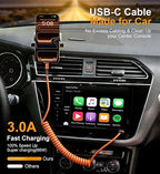 Coiled USB A to USB C Cable for Car [6FT, 2Pack], USB to USB C Cable Fast Charging 60W, USB Type C Cable iPhone Charger USBC Cord for iPhone 17/16/15/Pro Max/Plus/Samsung Galaxy S26/S25/Ultra-Orange
