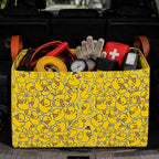 Duck Car Trunk Organizer,20L Collapsible Auto Storage Basket with Handles, Waterproof Reusable Shopping Grocery Bags for SUV,Truck, Yellow Duck Cars Boot Organizer Gifts for Women Men Drivers