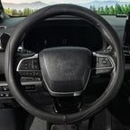 Steering Wheel Cover for Men Women, Universal 15 inch Microfiber Leather with Non-Slip Rubber Lining, Breathable Car Wheel Protector, Odorless, Durable, Black