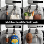 Purse Hook for Car Seat Headrest, Suede Car Purse Hook, Heavy Duty Car Hook Organizer for Handbags, Grocery Bags & Backpacks, Universal Car Hooks for SUV Truck Interior(Black,2pc)