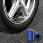 Tire Valve Stem Caps, Blue, 4 pcs/Pack, Anodized Aluminum Tire Valve Cap Set, Corrosion Resistant, Universal Stem Covers for Cars Trucks Motorcycles SUVs and Bikes
