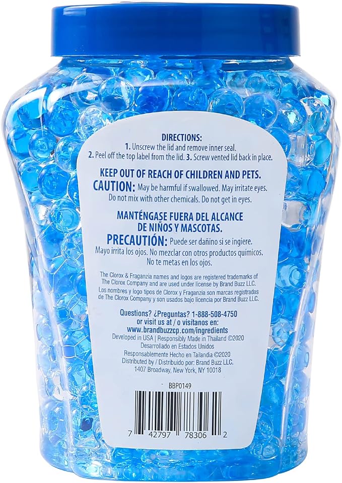 Fraganzia Crystal Beads Air Freshener Twin Pack, Long Lasting Room Deodorizer and Odor Eliminator Gel Beads for Home, Car, or Office, Morning Sky Scent, 24 Fl Oz - 6 Pack