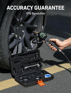 Tire Pressure Gauge with Inflator, 100 PSI-ANSI B40.1 Accurate, Large 2.5" Easy Read Glow Dial, Heavy Duty Air Chuck and Compressor Accessories for Truck, with Case