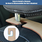 Car Seat Back Hook Universal Auto Storage Hanger Suede with Metal Car Seat Organizer for Handbag Purse Coat Umbrellas Grocery Bags 2 Pack Beige