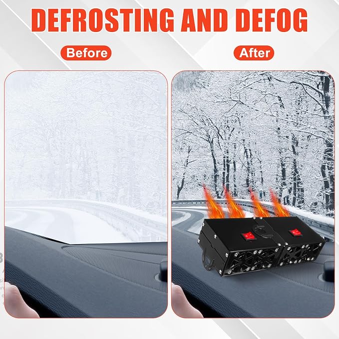 500w Car Heater 24 volt Camping Heaters Car Heater Kit Camping Windshield Window Defogger Defroster for Winter Automobile Windscreen Car Camper(24v)