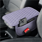 carleef Arm Rest Cover for Car,Leather+Memory Foam Center Console Cover with Storage Bags,Universal Middle Console Cover Car Accessories Interior for Most Cars Center Consoles (Purple)